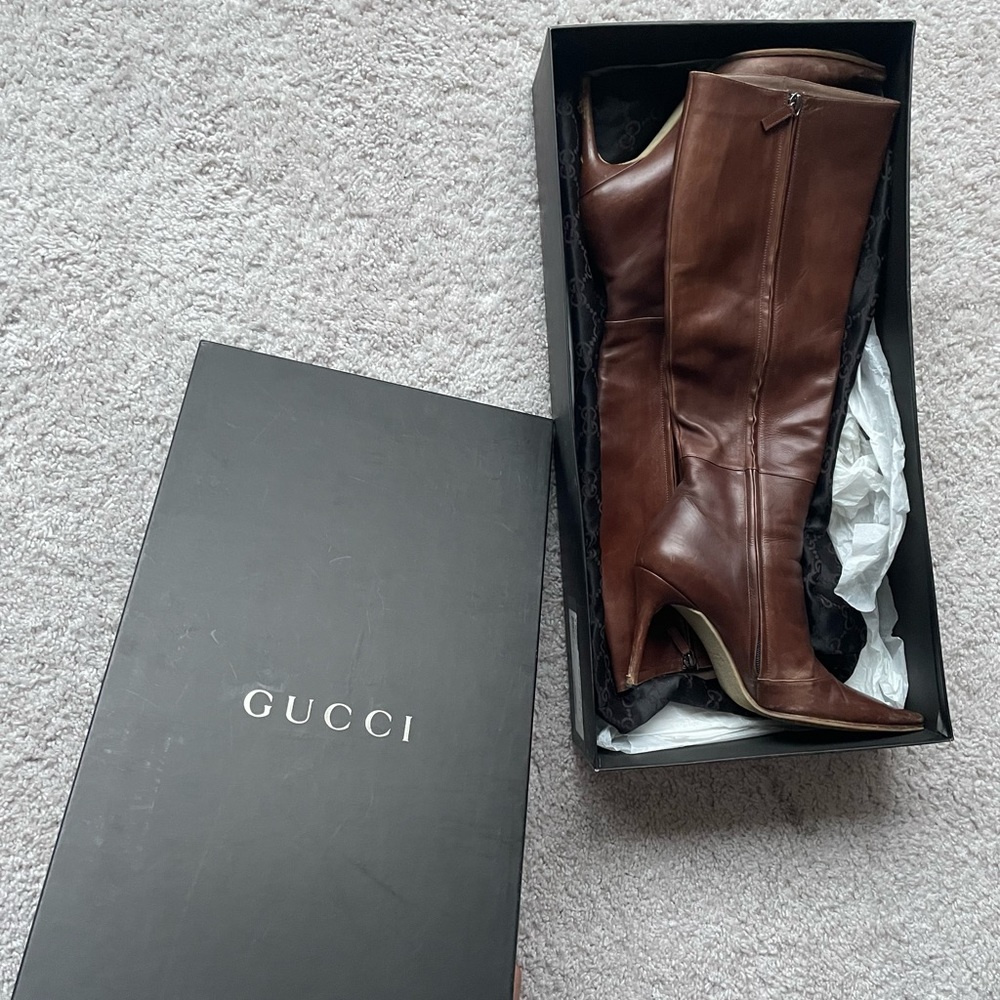 Brown Leather Gucci Boots